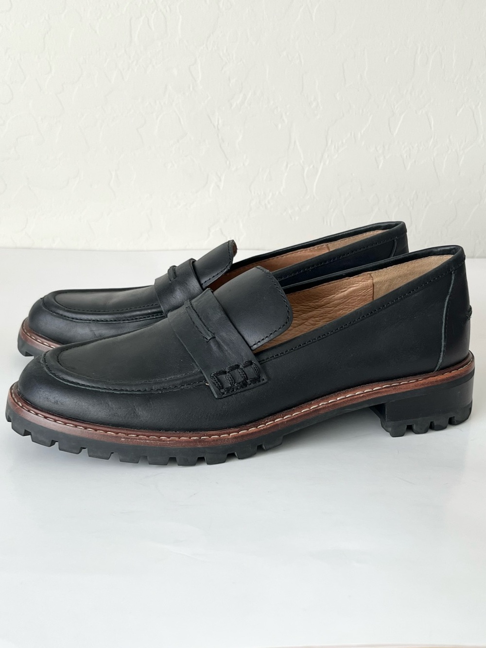Madewell The Corinne lugsole leather loafers preppy black 7 - Picture 8 of 13